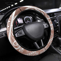 Hawaii Puakenikeni And Maile Lei Steering Wheel Cover Brown Polynesian Shark Tattoo DT05
