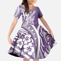 Hawaii Puakenikeni And Maile Lei Family Matching Mermaid Dress and Hawaiian Shirt Violet Polynesian Shark Tattoo DT05 Daughter's Dress Violet - Polynesian Pride
