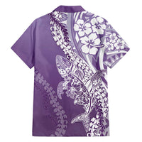 Hawaii Puakenikeni And Maile Lei Hawaiian Shirt Violet Polynesian Shark Tattoo DT05