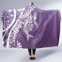 Hawaii Puakenikeni And Maile Lei Hooded Blanket Violet Polynesian Shark Tattoo DT05