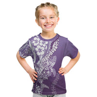 Hawaii Puakenikeni And Maile Lei Kid T Shirt Violet Polynesian Shark Tattoo DT05