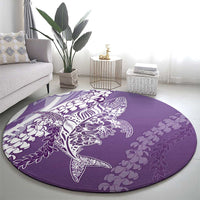Hawaii Puakenikeni And Maile Lei Round Carpet Violet Polynesian Shark Tattoo DT05