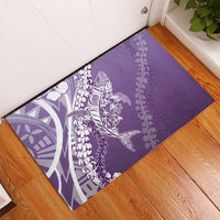 Hawaii Puakenikeni And Maile Lei Rubber Doormat Violet Polynesian Shark Tattoo DT05 - Polynesian Pride