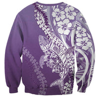 Hawaii Puakenikeni And Maile Lei Sweatshirt Violet Polynesian Shark Tattoo DT05 - Polynesian Pride