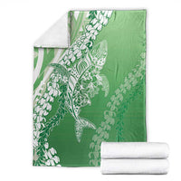 Hawaii Puakenikeni And Maile Lei Blanket Green Polynesian Shark Tattoo DT05