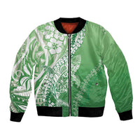 Hawaii Puakenikeni And Maile Lei Bomber Jacket Green Polynesian Shark Tattoo DT05 Unisex Green - Polynesian Pride
