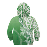 Hawaii Puakenikeni And Maile Lei Kid Hoodie Green Polynesian Shark Tattoo DT05
