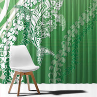Hawaii Puakenikeni And Maile Lei Window Curtain Green Polynesian Shark Tattoo DT05