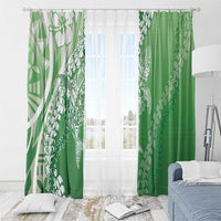 Hawaii Puakenikeni And Maile Lei Window Curtain Green Polynesian Shark Tattoo DT05