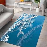 Hawaii Puakenikeni And Maile Lei Area Rug Blue Polynesian Shark Tattoo DT05