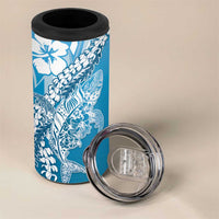 Hawaii Puakenikeni And Maile Lei 4 in 1 Can Cooler Tumbler Blue Polynesian Shark Tattoo DT05