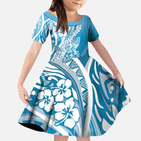 Hawaii Puakenikeni And Maile Lei Family Matching Mermaid Dress and Hawaiian Shirt Blue Polynesian Shark Tattoo DT05 Daughter's Dress Blue - Polynesian Pride