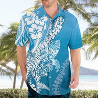 Hawaii Puakenikeni And Maile Lei Hawaiian Shirt Blue Polynesian Shark Tattoo DT05