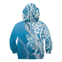 Hawaii Puakenikeni And Maile Lei Kid Hoodie Blue Polynesian Shark Tattoo DT05