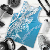Hawaii Puakenikeni And Maile Lei Men Tank Top Blue Polynesian Shark Tattoo DT05