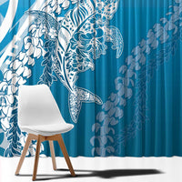 Hawaii Puakenikeni And Maile Lei Window Curtain Blue Polynesian Shark Tattoo DT05