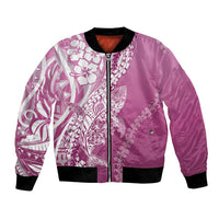 Hawaii Puakenikeni And Maile Lei Bomber Jacket Pink Polynesian Shark Tattoo DT05 Unisex Pink - Polynesian Pride
