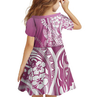 Hawaii Puakenikeni And Maile Lei Family Matching Long Sleeve Bodycon Dress and Hawaiian Shirt Pink Polynesian Shark Tattoo DT05