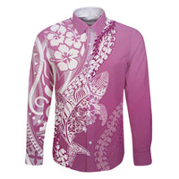 Hawaii Puakenikeni And Maile Lei Family Matching Puletasi and Hawaiian Shirt Pink Polynesian Shark Tattoo DT05