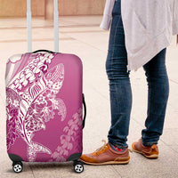 Hawaii Puakenikeni And Maile Lei Luggage Cover Pink Polynesian Shark Tattoo DT05