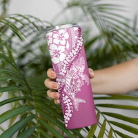 Hawaii Puakenikeni And Maile Lei Skinny Tumbler Pink Polynesian Shark Tattoo DT05