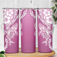 Hawaii Puakenikeni And Maile Lei Skinny Tumbler Pink Polynesian Shark Tattoo DT05