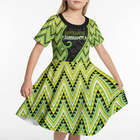 Custom Aotearoa Atua Tanemahuta Kid Short Sleeve Dress God Of Forests Koru Patterns Koru Patterns