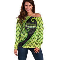 Custom Aotearoa Atua Tanemahuta Off Shoulder Sweater God Of Forests Koru Patterns Koru Patterns