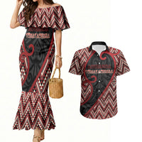 Custom Aotearoa Atua Tumatauenga Couples Matching Mermaid Dress and Hawaiian Shirt God Of War Koru Patterns