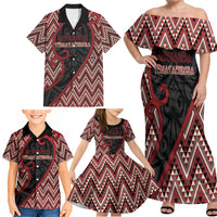Custom Aotearoa Atua Tumatauenga Family Matching Off Shoulder Maxi Dress and Hawaiian Shirt God Of War Koru Patterns