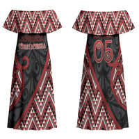 Custom Aotearoa Atua Tumatauenga Family Matching Off Shoulder Maxi Dress and Hawaiian Shirt God Of War Koru Patterns
