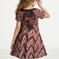 Custom Aotearoa Atua Tumatauenga Kid Short Sleeve Dress God Of War Koru Patterns