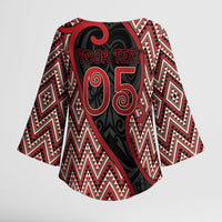 Custom Aotearoa Atua Tumatauenga Kimono Sleeve Blouse God Of War Koru Patterns