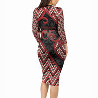 Custom Aotearoa Atua Tumatauenga Long Sleeve Bodycon Dress God Of War Koru Patterns