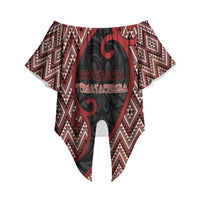 Custom Aotearoa Atua Tumatauenga Off Shoulder Wrap Waist Top God Of War Koru Patterns