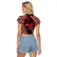 Custom Aotearoa Atua Tumatauenga Raglan Cropped T Shirt God Of War Koru Patterns