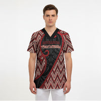Custom Aotearoa Atua Tumatauenga Scrub Top God Of War Koru Patterns