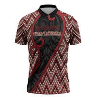 Custom Aotearoa Atua Tumatauenga Zipper Polo Shirt God Of War Koru Patterns