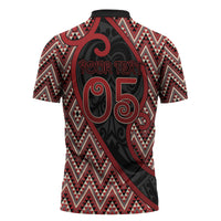 Custom Aotearoa Atua Tumatauenga Zipper Polo Shirt God Of War Koru Patterns