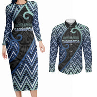 Custom Aotearoa Atua Tangaroa Couples Matching Long Sleeve Bodycon Dress and Long Sleeve Button Shirt God Of Ocean Koru Patterns