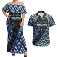 Custom Aotearoa Atua Tangaroa Couples Matching Off Shoulder Maxi Dress and Hawaiian Shirt God Of Ocean Koru Patterns