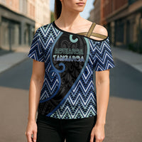 Custom Aotearoa Atua Tangaroa Cross Shoulder Shirt God Of Ocean Koru Patterns