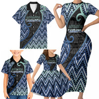 Custom Aotearoa Atua Tangaroa Family Matching Short Sleeve Bodycon Dress and Hawaiian Shirt God Of Ocean Koru Patterns