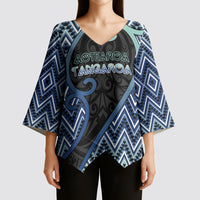 Custom Aotearoa Atua Tangaroa Kimono Sleeve Blouse God Of Ocean Koru Patterns