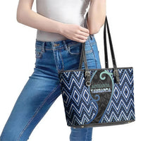 Aotearoa Atua Tangaroa Leather Tote Bag God Of Ocean Koru Patterns