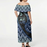 Custom Aotearoa Atua Tangaroa Off Shoulder Maxi Dress God Of Ocean Koru Patterns