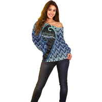 Custom Aotearoa Atua Tangaroa Off Shoulder Sweater God Of Ocean Koru Patterns