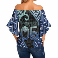 Custom Aotearoa Atua Tangaroa Off Shoulder Wrap Waist Top God Of Ocean Koru Patterns