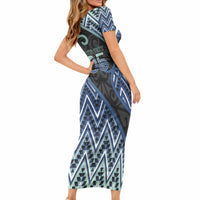 Custom Aotearoa Atua Tangaroa Short Sleeve Bodycon Dress God Of Ocean Koru Patterns