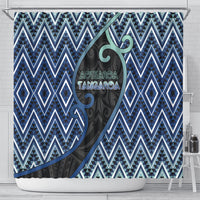 Aotearoa Atua Tangaroa Shower Curtain God Of Ocean Koru Patterns
